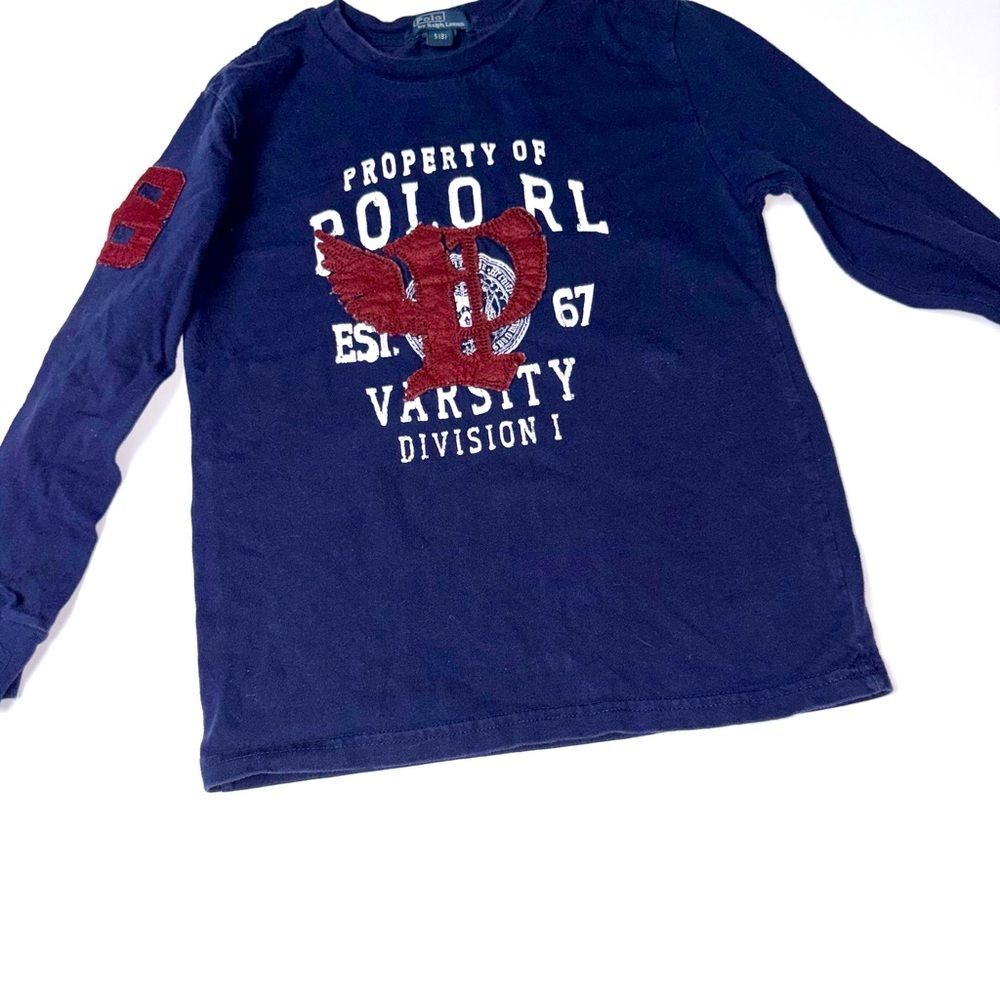 Polo by Ralph Lauren Kids Blue Varsity Long Sleeve Tee small (8)